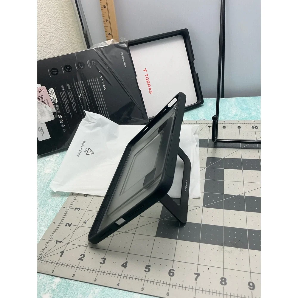Torras iPad Mini 7 Mini 6 Case with Kickstand Pencil Holder Black M4BE25